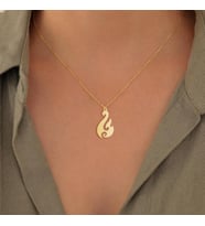 Kişiye Özel 925 Ayar Gümüş Şık Alev Model Kolye (Gold)