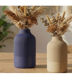 Modern Çizgili Dekoratif Vazo - Minimalist İskandinav Stil Çiçeklik ve Obje