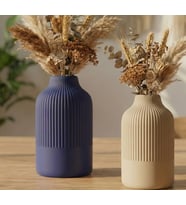 Modern Çizgili Dekoratif Vazo - Minimalist İskandinav Stil Çiçeklik ve Obje