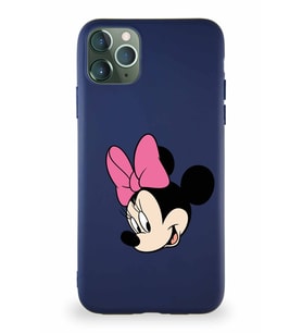 Apple iPhone 11 Pro Max Soft Premier Kapak Minnie Mouse-B Tasarımlı Silikon Kılıf - Lacivert (Şeffaf)