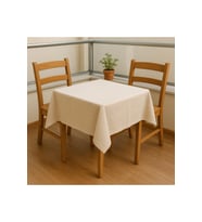 Doğal Ham Bez Kare Balkon Masa Örtüsü 90x90 cm Minimal Yıkanabilir 2 Kişilik