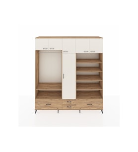 Hyperion Dolap 18 Raflı 4 Çekmeceli Tek Askılı 220x44x243 Çam-Aytaşı/Çam