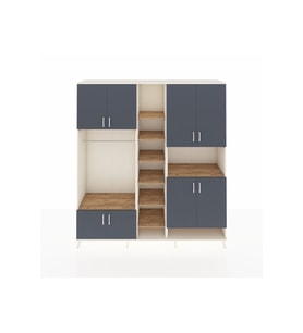 Hyperion Dolap 18 Raflı 8 Kapaklı Tek Askılı 220x44x243 Aytaşı-Antrasit/Çam