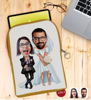 BK Gift Kişiye Özel Sevgililer Karikatürlü Taşınabilir Koruyucu Tablet Kılıfı & Organizer Çanta - Sarı-16