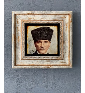 Çerçeveli Taş Duvar Dekoru 20 X 20 Cm Atatürk Görsel