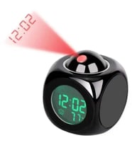 Projeksiyonlu LED Çalar Saat Büyük Kırmızı Zaman Gösterimi, Sıcaklık ve Çoklu Alarm, LCD Ekran (Siyah)