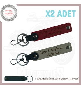Tarz Sahibi Sürücülere Klas Hediyeler, İsim Ve Plaka Yazılı x2li Hediye Anahtarlık, Gri-Bordo-Laci