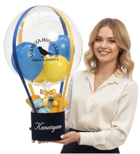 Sarı Lacivert Ayıcıklı Bebek Balon Kutusu