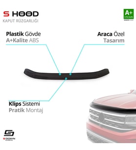 S-Dizayn Volkswagen Uyumlu Transporter T6.1 ABS Plastik Kaput Rüzgarlığı 2015 Üzeri A+Kalite Parça (Karışık)
