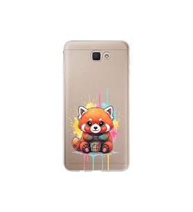Samsung Galaxy J7 Prime 2 ile Uyumlu Splash Tilki Tasarımlı Şeffaf Silikon Kılıf