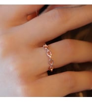 Rose Gold Kaplama 925 Ayar Gümüş Zincir Modeli Yüzük