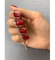 Rose Kaplama Mor Safir Taşlı Gümüş Kadın Bileklik