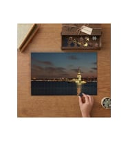 Kız Kulesi Gece Manzarası - İstanbul Tasarımı 240 parça Ahşap Puzzle Ahşap Kutuda MP06239