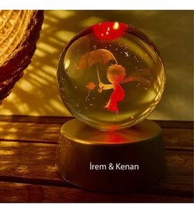 Kişiye Özel Küçük Prens Işıklı Cam Küre 8cm*6cm 