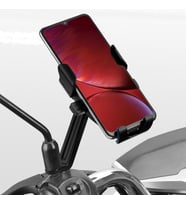 Bisiklet ve Motosiklet İçin Dikiz Aynası Cep Telefonu Tutucusu. USB Yuvası Kablolu (Siyah)