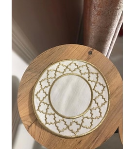 NİVEMESHOME FAS NAKIŞLI GOLD OVAL (6 ADET) KETEN KOKTEYL PEÇETESİ KAHVE YANI SUNUMLUK