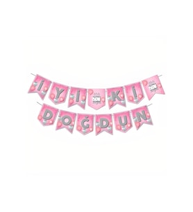 Zikzak Banner Ofset Pembe Gümüş Iyi Ki Doğdun (Çok Renkli)