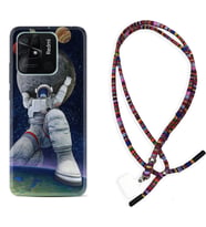 Xiaomi Poco X3 Pro M4 Pro X4 Pro C40 10C Kılıf Boyun Asklı Rasta Silikon Astronot ve Dünya 1759