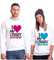 Tshirthane I My Crazy Boyfriend Sevgili Kombinleri Sweatshirt Kombini (Tek Ürün Fiyatıdır.)