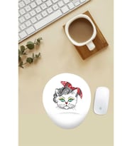 Kokoş Kedi Desenli Bilek Destekli Mouse Pad
