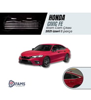 Honda Civic Uyumlu FE 2021> Cam Çıtası 8 Parça Paslanmaz Çelik
