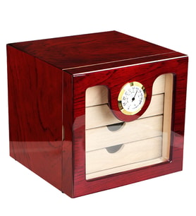 Falconetti 4 Katlı Kırmızı Camlı Humidor Puro Kutusu rc13