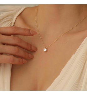 925 Ayar Gümüş 6 Tırnaklı Tek Taş Kolye - 7.30mm