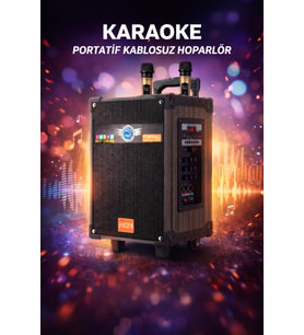 Lt-910 Şarjlı Kumandalı Çift Mikrofonlu Hoparlör Karaoke Sistemi 80 Watt Taşınabilir Amfi Hoparlör