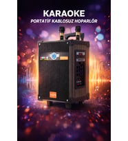 Lt-910 Şarjlı Kumandalı Çift Mikrofonlu Hoparlör Karaoke Sistemi 80 Watt Taşınabilir Amfi Hoparlör