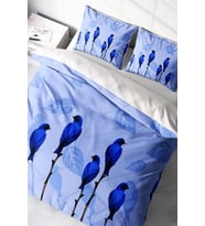 Çift Kişilik Nevresim Takımı Sık Dokuma Pamuk Saten 3d Özel Tasarım Blue Birds Naturel