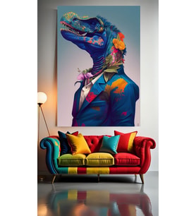 RENKLİ T-REX V1 Ev Duvar Salon Güzellik Salonu Ofis Dükkan Dekarasyon Kanvas Tablo (Çok Renkli)