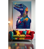RENKLİ T-REX V1 Ev Duvar Salon Güzellik Salonu Ofis Dükkan Dekarasyon Kanvas Tablo (Çok Renkli)
