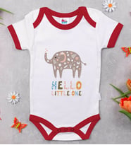 BK Kids Hello Little One Tasarımlı Kırmızı Bebek Body Zıbın-1