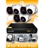 ELITCAM 6 Kameralı Uzay 3 İç Kamera Set 1 TB HDD Full HD Gece Görüşlü Güvenlik Kamerası Sistemi