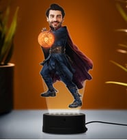 Doğum Günü Hediyesi,Sevgiliye Hediye, Kişiye Özel Fotoğraflı Doktor Strange Karikatür 3D Led Lamba (Beyaz)
