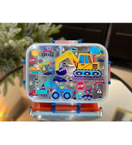VEST BES0009 İNŞAAT DESENLİ ŞEFFAF KAPAKLI 3 BÖLMELİ 800 ML ÇELİK BESLENME KABI