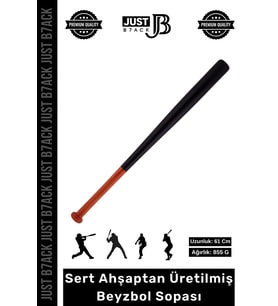 #AhşapBeyzbol Sert Dişbudak Ahşap Kaymaz Dayanıklı 855 Gram Kırılmaz Siyah Beyzbol Sopası 61 Cm