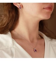 Topaz Taşlı Emerald Kesim Gümüş Set