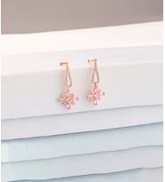 925 Ayar Gümüş Pembe Umut Çiçeği Kanat Küpe