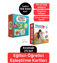2'li Süper Avantajlı Eğitici Öğretici Eşleştirme Oyunu Puzzle Yapboz Kutulu Görsel Algı Motor Beceri