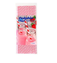 Kağıt Pipet Pembe Puantiyeli 25"li