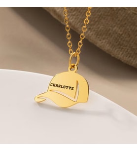 Kişiye Özel Minimal Şapka İsim Kolye 925K Gümüş (Gold)