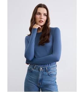 LCWAIKIKI Basic İndigo Bisiklet Yaka Kadın Body