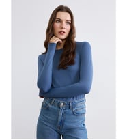 LCWAIKIKI Basic İndigo Bisiklet Yaka Kadın Body