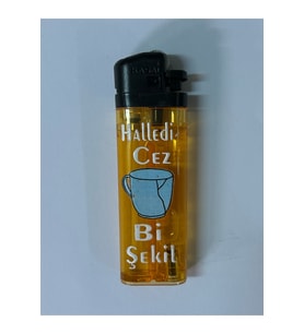 Renkli ve şeffaf esprili yazılı çakmak, şık ve kullanışlı tasarım