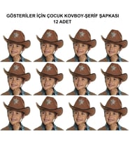 pilelistore Kovboy Şerif Şapkası Kahve 12 Adet - Kostüm, Parti ve Gösteri Şapkası