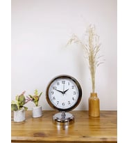 Krom Metal Dekoratif Masa Saati 25×20 Cm