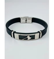 Siyah Silikon / Çelik Erkek Deri Bileklik 20 Cm - Ebl0110