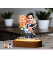 BK Gift Kişiye Özel Yeni Evli Çift  Karikatürlü Dekoratif 3D Biblo LED Işıklı Gece Lambası-5, Düğün Hediyesi, Yıl Dönümü Hediyesi