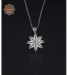 Çiçek Model 925 Ayar Saf Gümüş Telkari Kadın Kolye 201024646